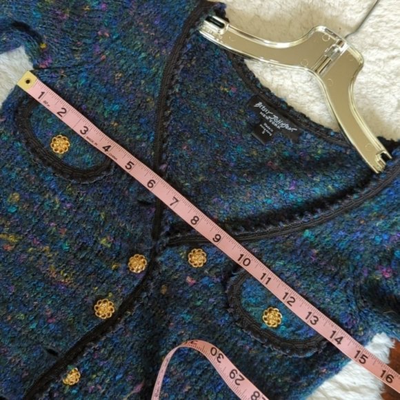 Betsey JOHNSON knit boucle cardigan jacket blue black small xs - Picture 8 of 10